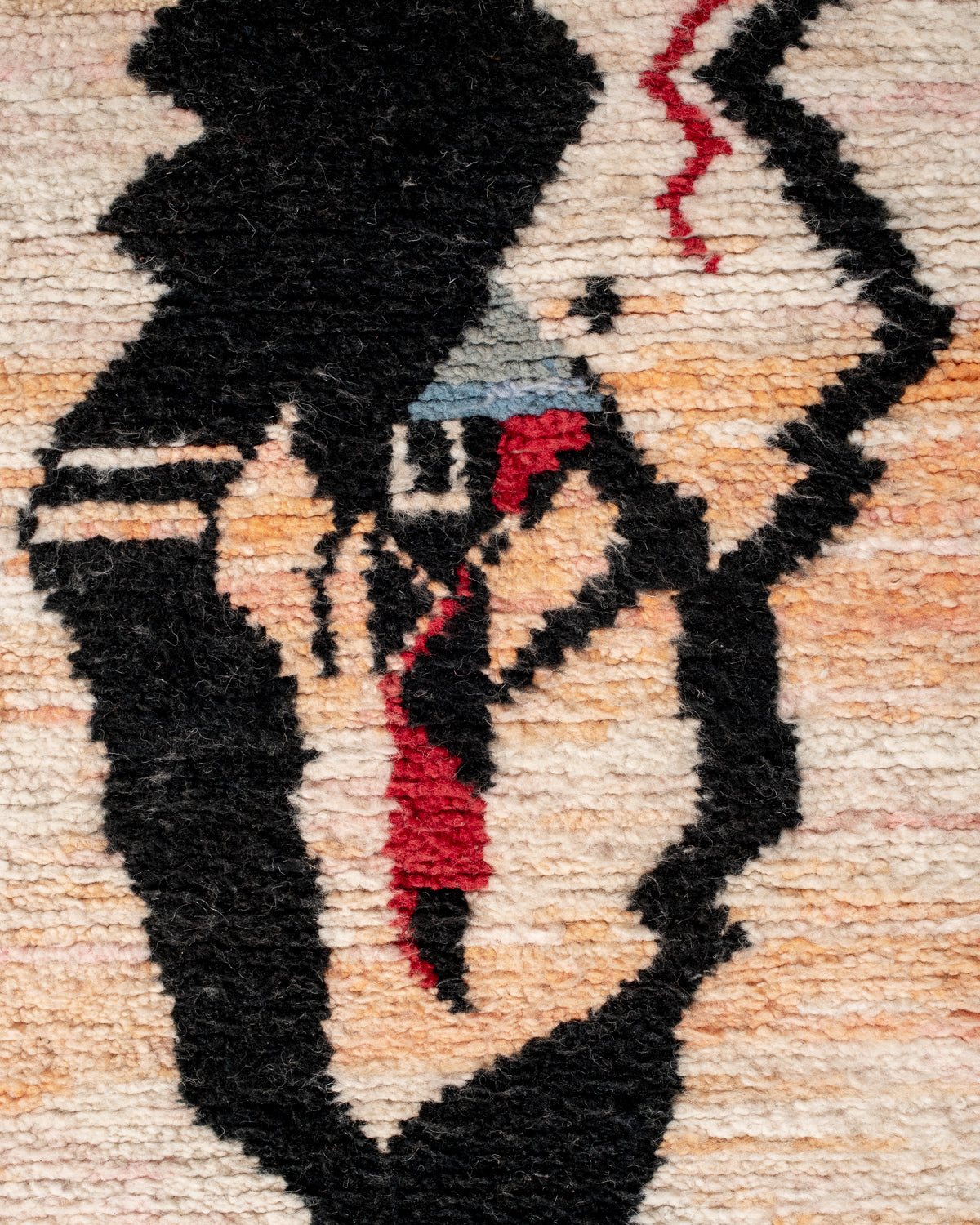Modern, designer, handcrafted Berber runner rug from Morocco. Vintage carpet with beautiful colours and patterns and fluffy texture.